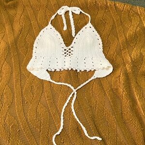 Dainty Hooligan Cream Crochet Top